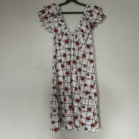 ZARA White floral ruffle dress size M - Picture 10 of 11